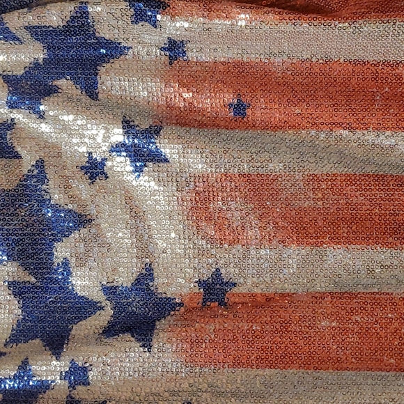 EUC Girl's 14 Super Cute Justice Sequined Stars & Stripes Dress with Ruffles - Picture 4 of 5